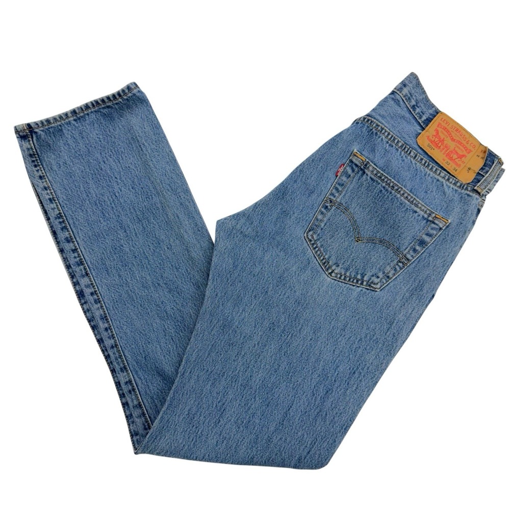 Levi's 501 Mens 32x34 (30"X32.5") Light Wash Button Fly Straight Leg Denim Jeans
